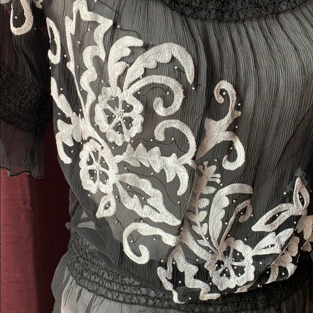 Cache embroidered sheer silk top - Picture 2 of 8